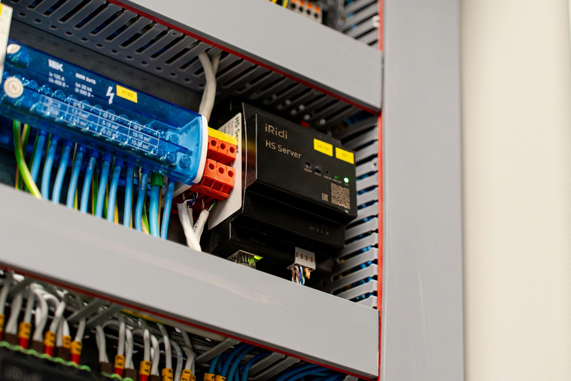 Electrical panel with wires and components